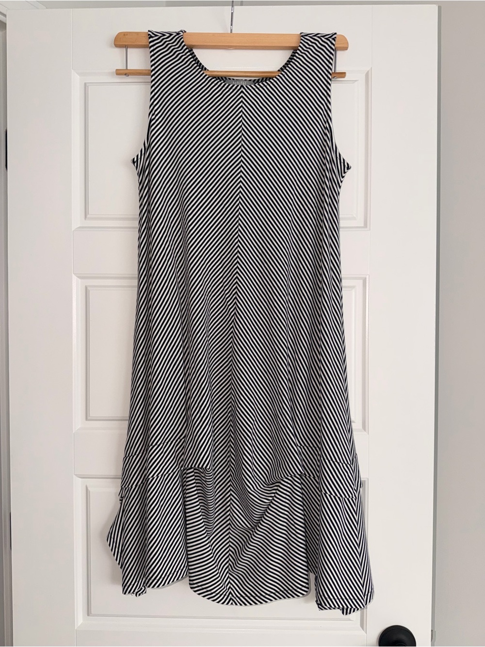 Habitat Black and White Striped Midi Swing Dress